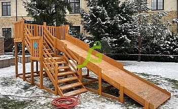 Детская деревянная зимняя горка &quot;IgraGrad Snow Fox&quot;, скат 5,9 м