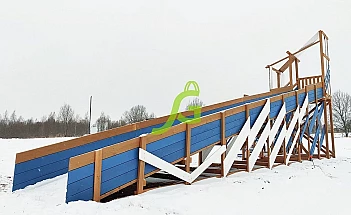Зимняя деревянная горка "IgraGrad Snow Fox 12 м" с двумя скатами мод.4