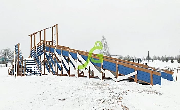 Зимняя деревянная горка "IgraGrad Snow Fox 12 м" с двумя скатами мод.4