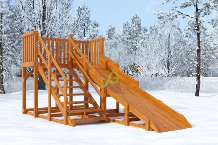 Деревянная зимняя горка Snow Fox IgraGrad, скат 4 метра 