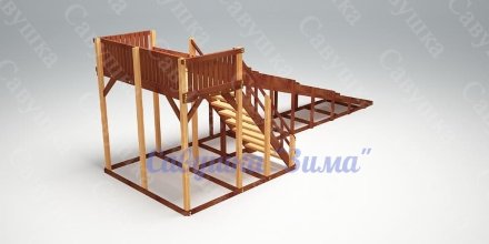Зимняя деревянная игровая горка Савушка Зима-6 