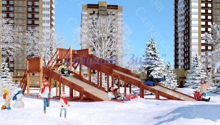 Зимняя деревянная игровая горка Савушка Зима-7 