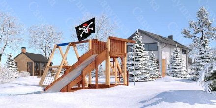 Детская игровая площадка с зимней горкой Савушка 4 сезона 1 