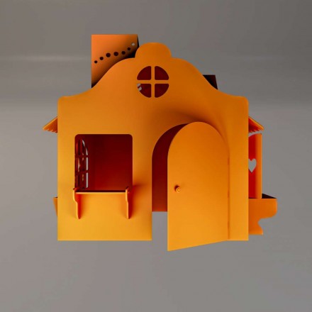 Детский игровой домик из МДФ оранжевый 