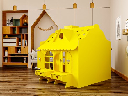 Детский игровой домик из МДФ желтый 