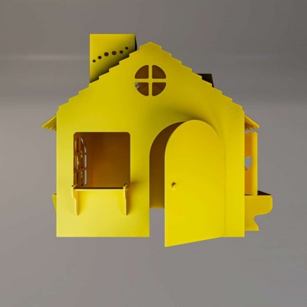Детский игровой домик из МДФ желтый 
