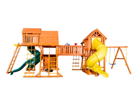 Детская игровая площадка SkyFort MEGA PlayGarden с двумя домиками и переходом 