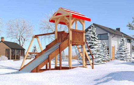 Детская игровая площадка с зимней горкой Савушка 4 сезона 2 