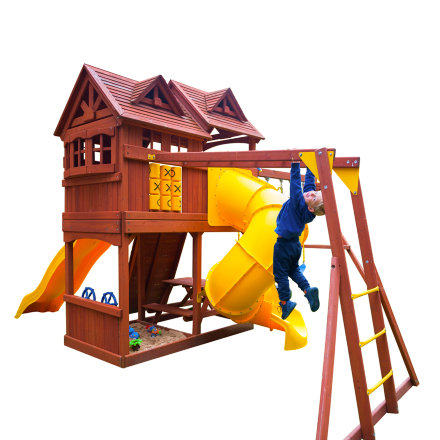Детская игровая площадка с горкой трубой и рукоходом New Sunrise 