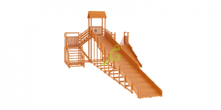 Горка для тюбингов Snow Fox IgraGrad, 12 метров с двумя скатами и двумя лестницами 