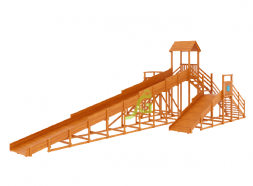 Горка для тюбингов Snow Fox IgraGrad, 12 метров с двумя скатами и двумя лестницами