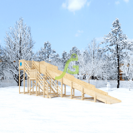 Деревянная зимняя горка Snow Fox IgraGrad, скат 10 метров без покрытия 